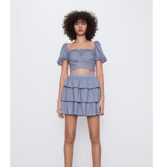 ZARA gingham crop top - Picture 1 of 8